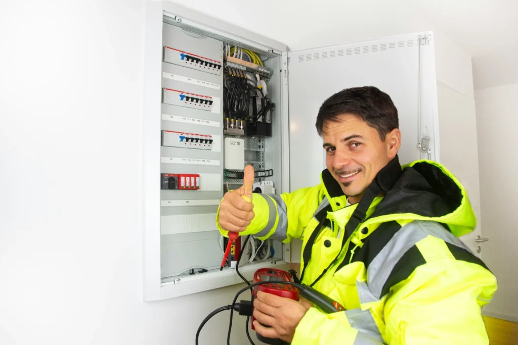 HVAC technician performing residential HVAC maintenance